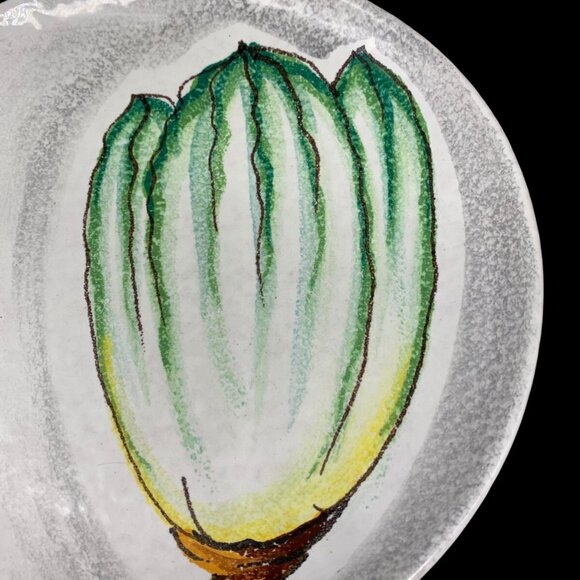 Vtg MCM FRATELLI FANCIULLACCI ITALY Vegetable Plates 8" Radish Lettuce Textured - Picture 4 of 10